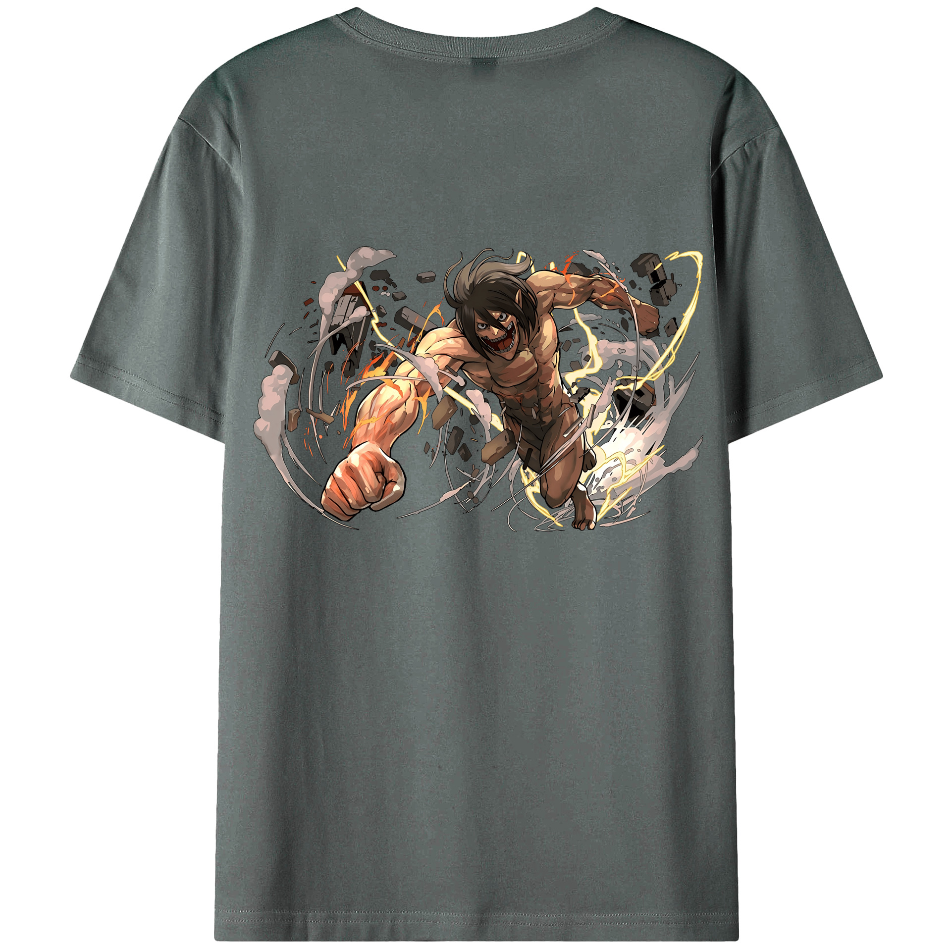 （画像用） 進撃の巨人 Attack on Titan 綿100％ メンズ半袖Tシャツ（バックプリント） 通気性